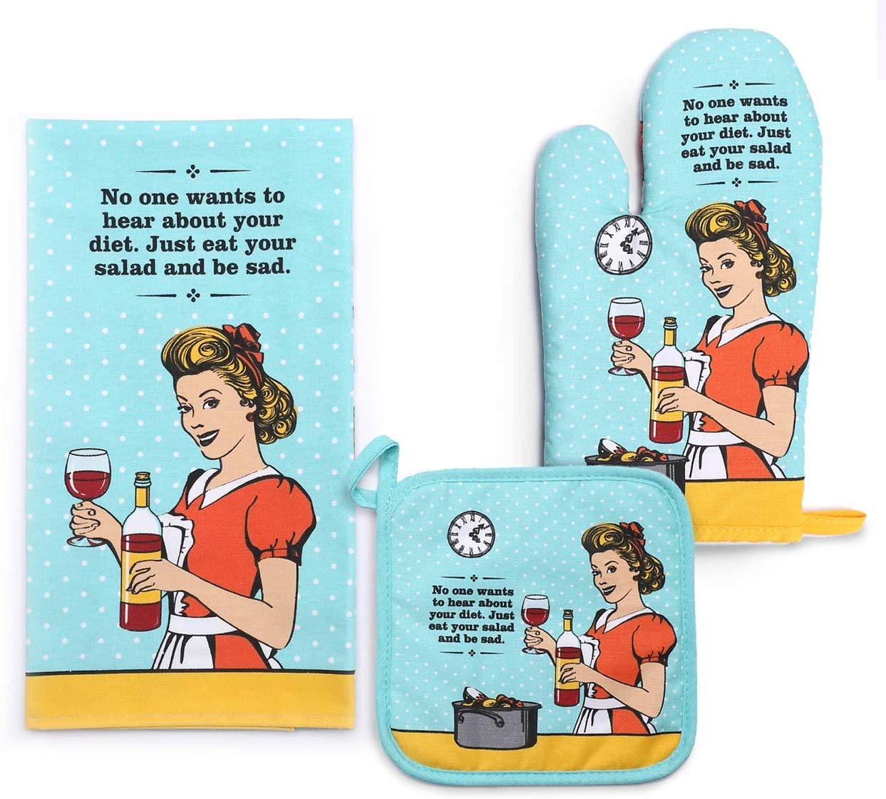 GROBRO7 6Pcs Funny Oven Mitts Pot Holders Set The Kitchen is The Heart of  The Home